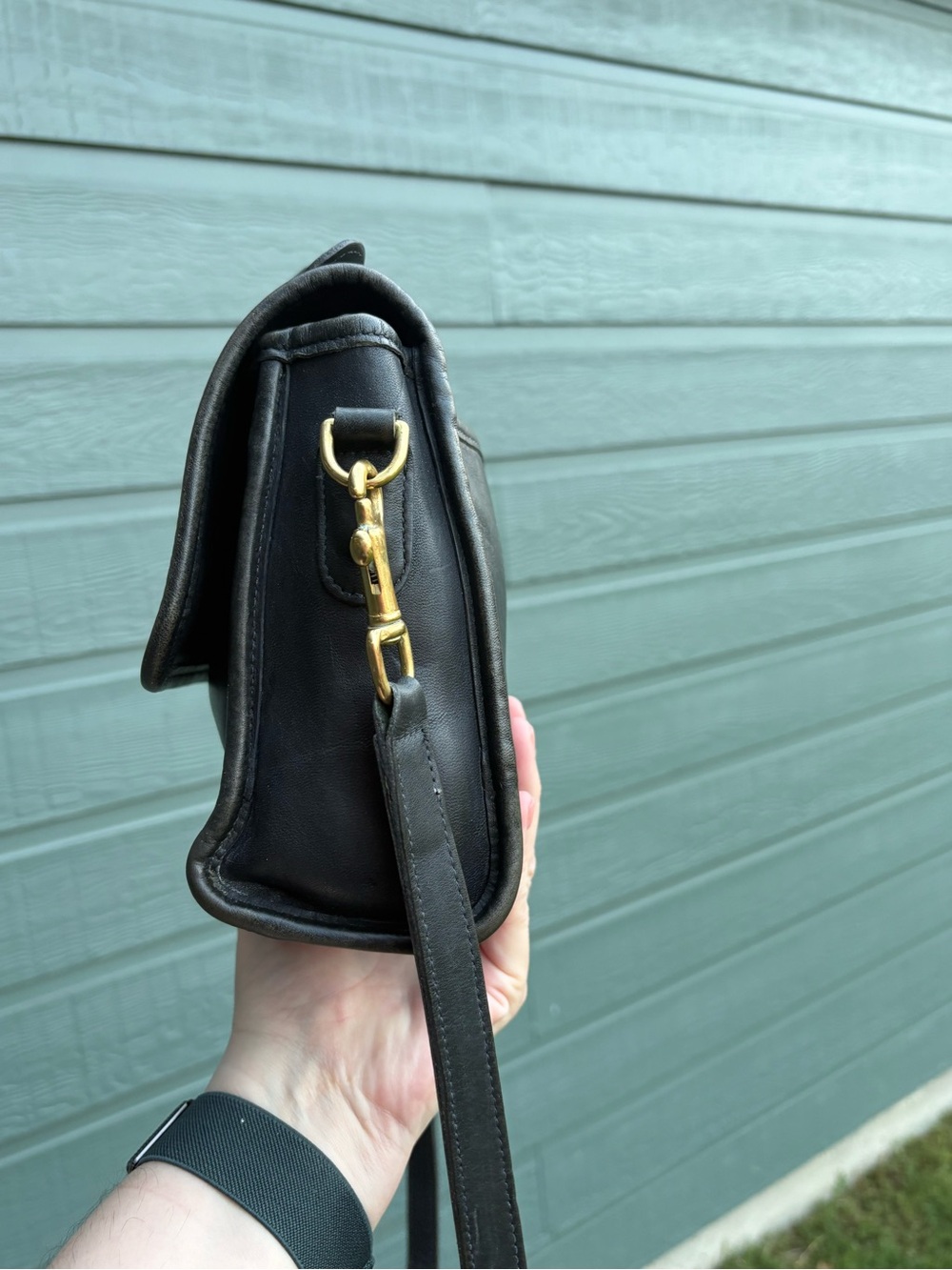 Vintage Coach Navy Court Leather Top-Handle Crossbody Bag with Gold Hardware - Picture 2 of 11